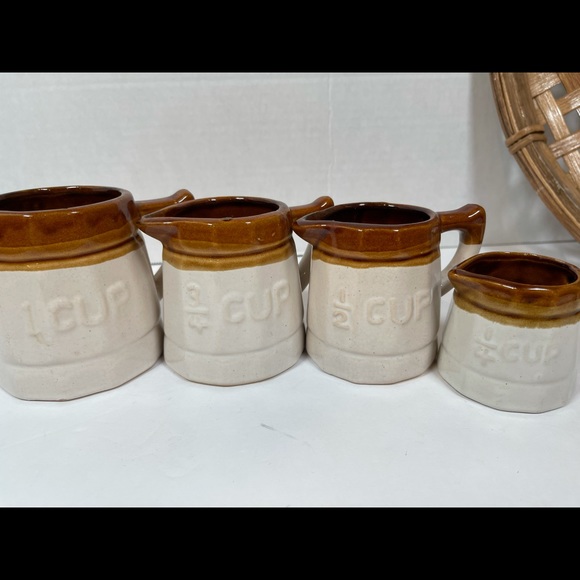 Vintage ROC Taiwan Stamped Stoneware Crockery Measuring Cups 4 piece set EUC - Picture 4 of 15